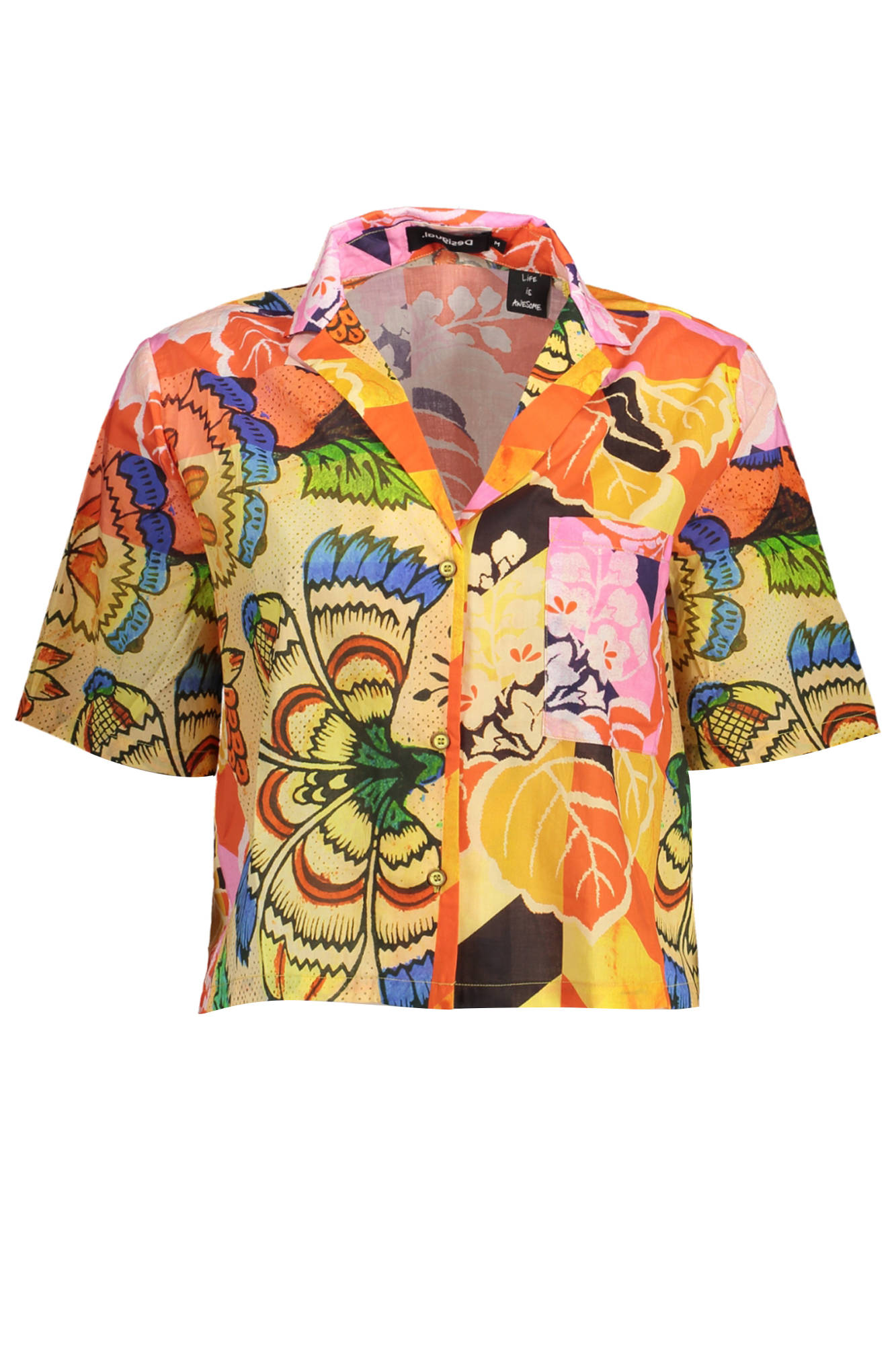 DESIGUAL CAMICIA MANICHE CORTE DONNA GIALLO