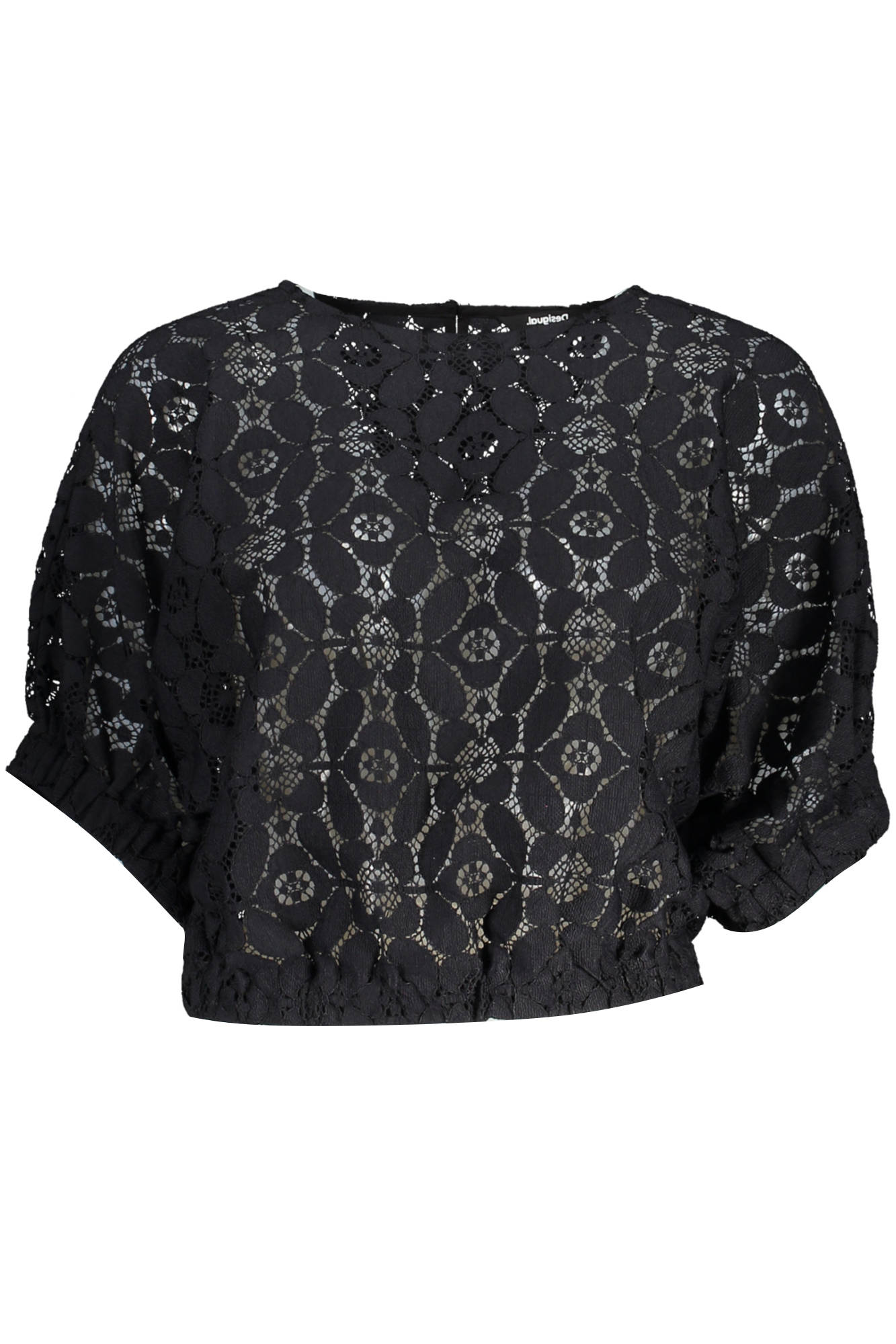 DESIGUAL T-SHIRT MANICHE CORTE DONNA NERO