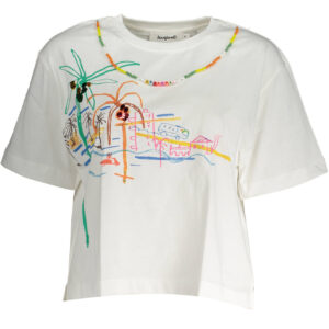 DESIGUAL T-SHIRT MANICHE CORTE DONNA BIANCO