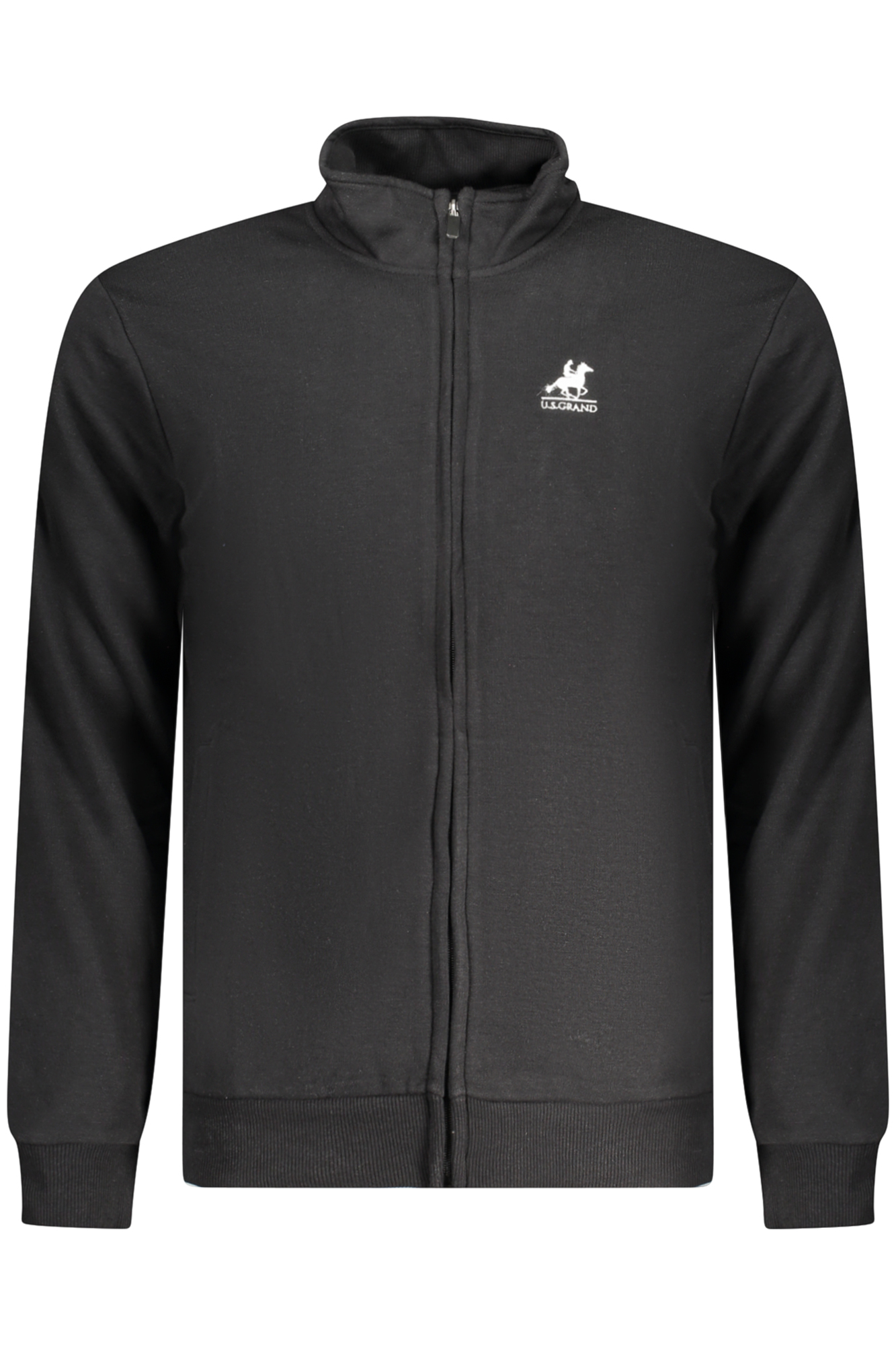 U.S. GRAND POLO FELPA CON ZIP UOMO NERO
