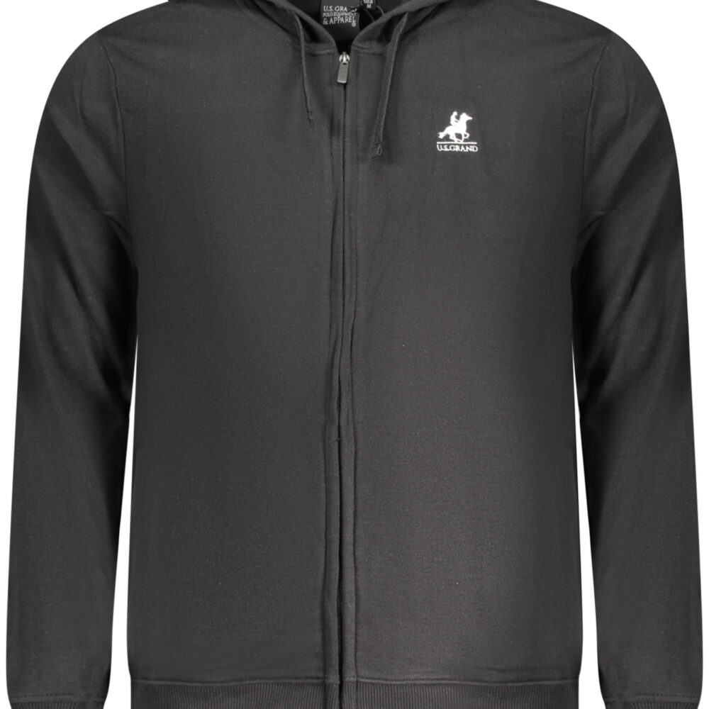 U.S. GRAND POLO FELPA CON ZIP UOMO NERO