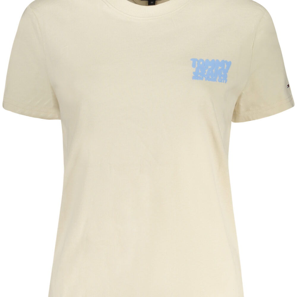 TOMMY HILFIGER T-SHIRT MANICHE CORTE DONNA BEIGE