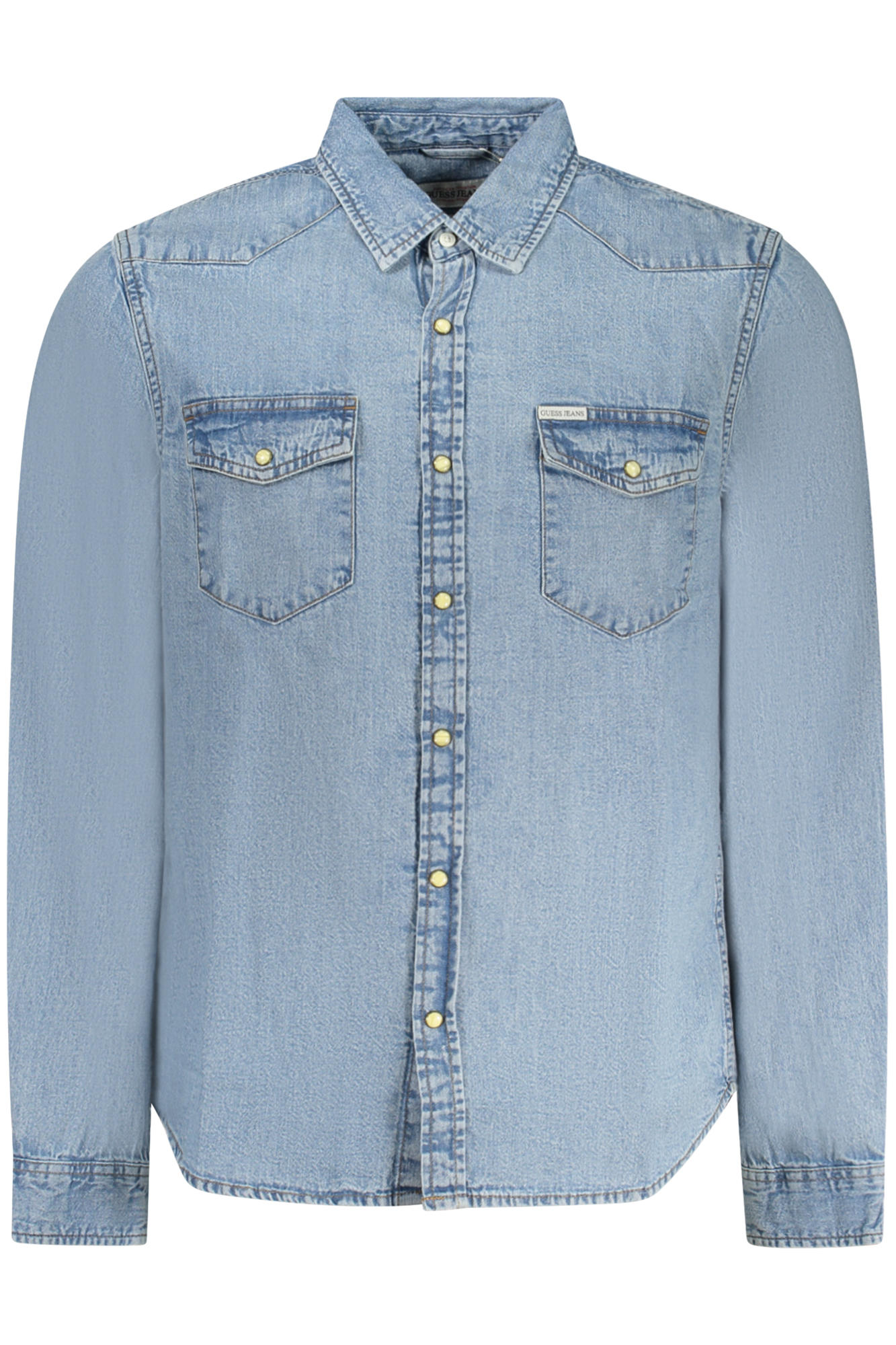 GUESS JEANS CAMICIA MANICHE LUNGHE UOMO AZZURRO