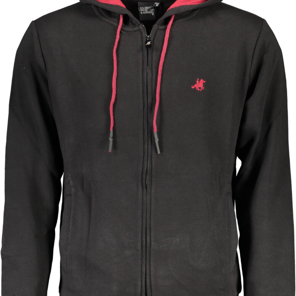 U.S. GRAND POLO FELPA CON ZIP UOMO NERO