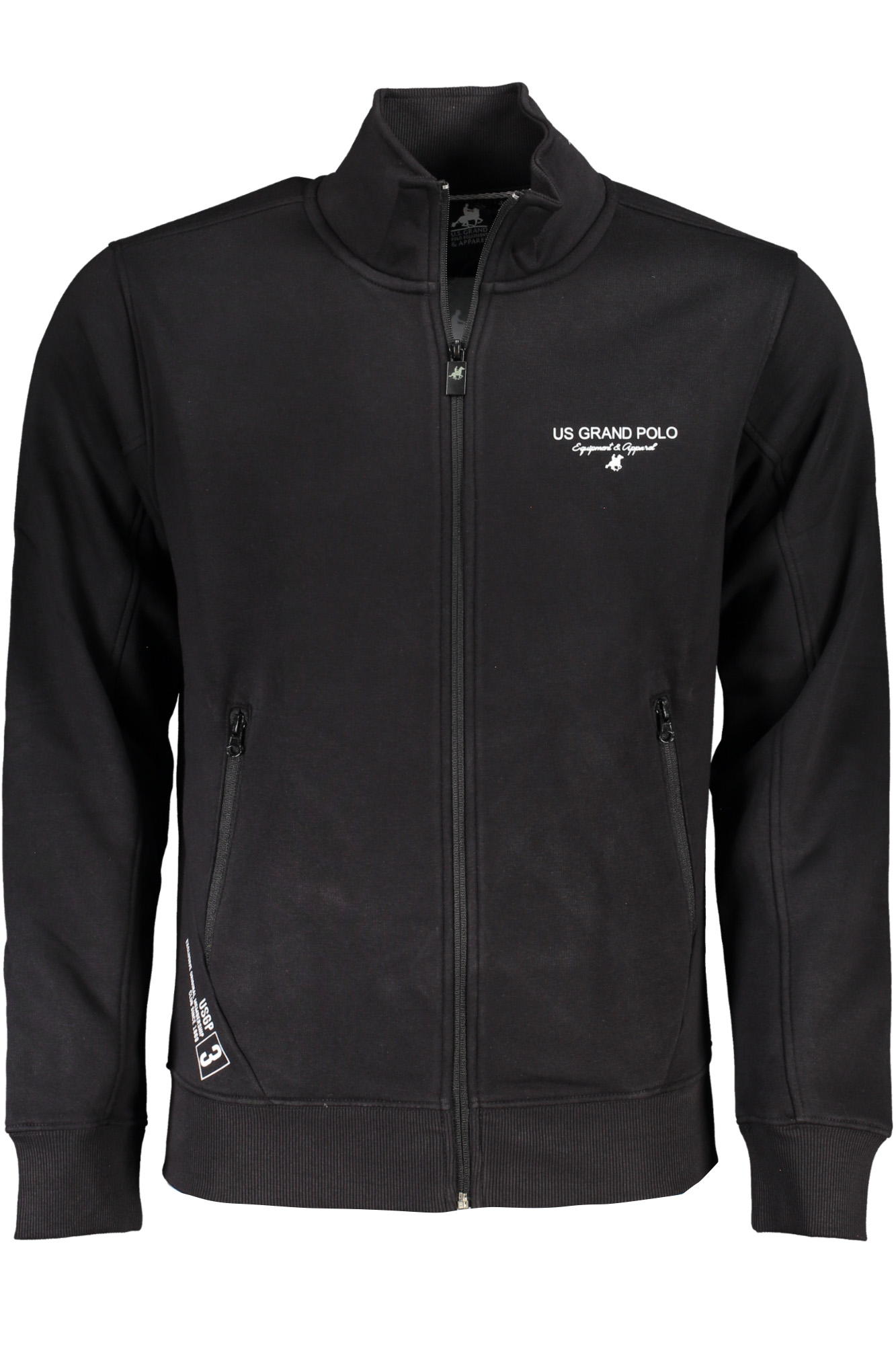 U.S. GRAND POLO FELPA CON ZIP UOMO NERO
