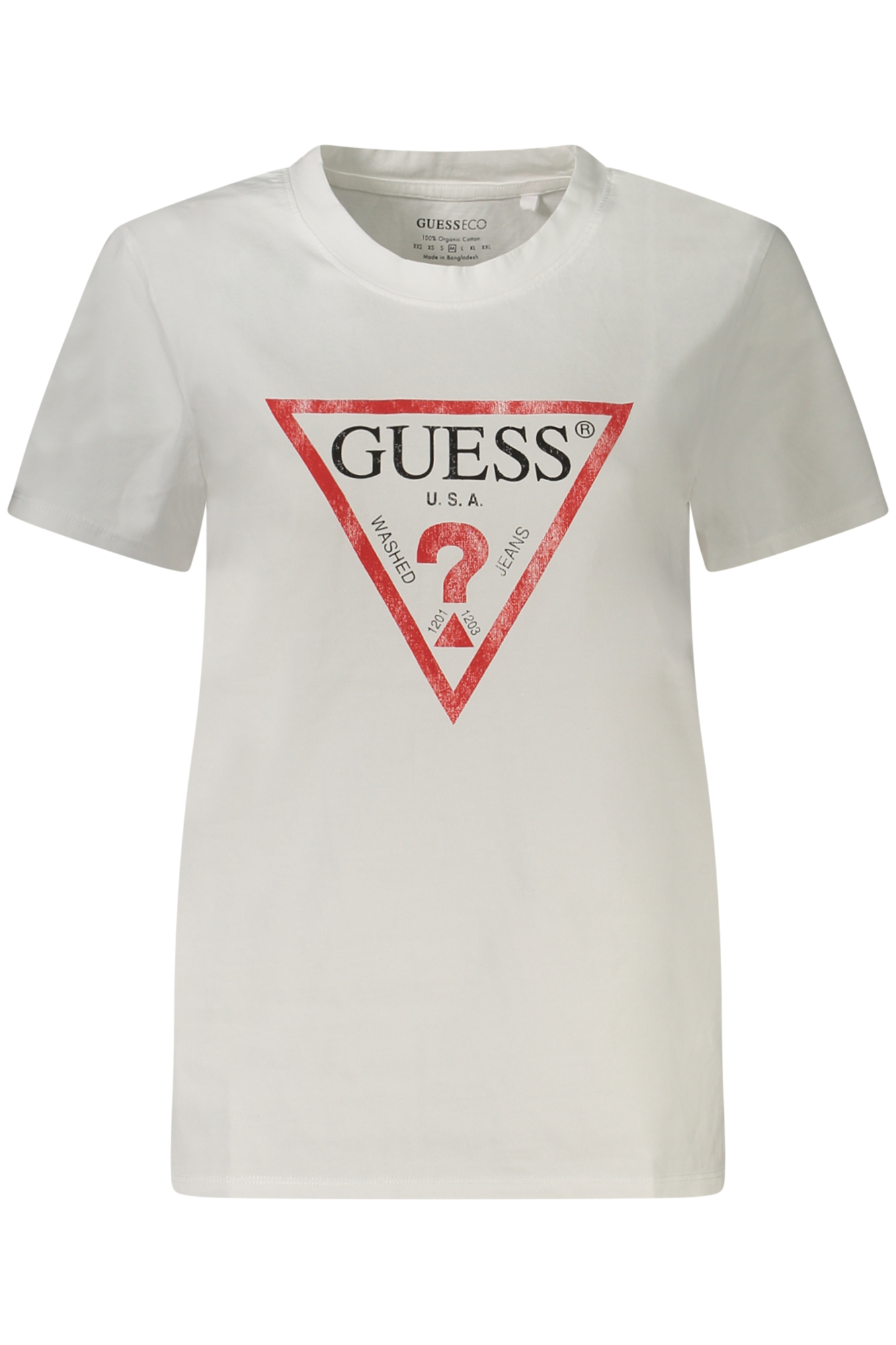 GUESS JEANS T-SHIRT MANICHE CORTE DONNA BIANCO