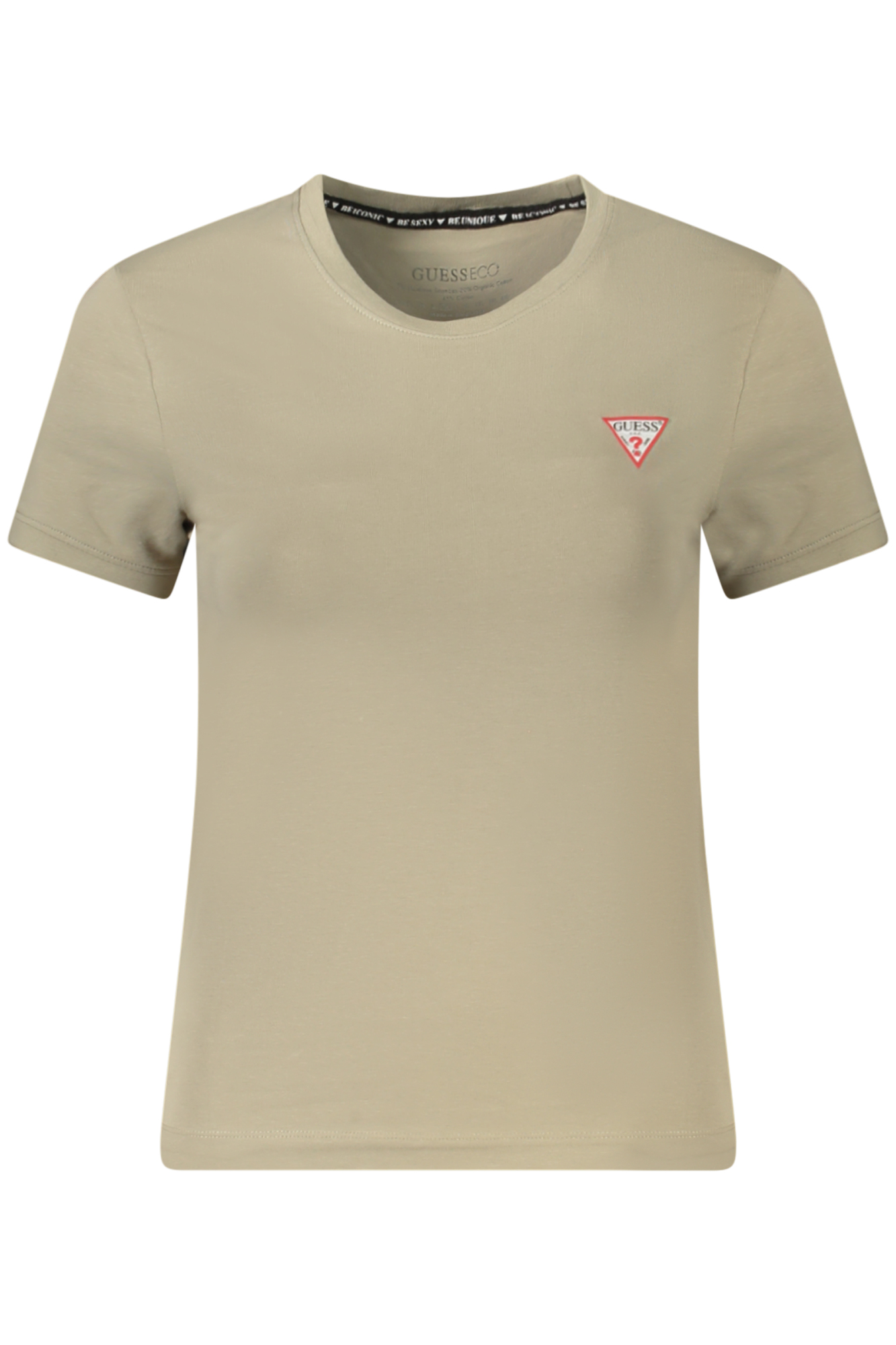 GUESS JEANS T-SHIRT MANICHE CORTE DONNA BEIGE