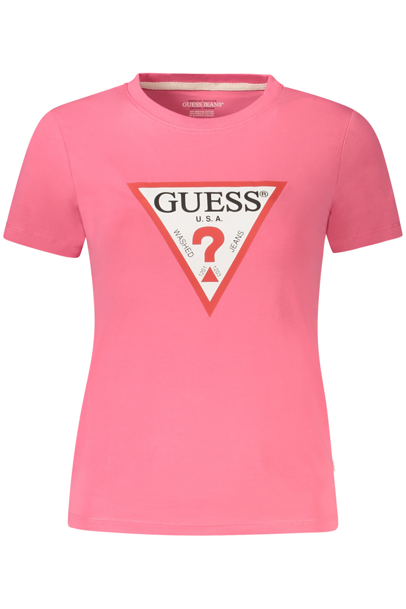 GUESS JEANS T-SHIRT MANICHE CORTE DONNA ROSA