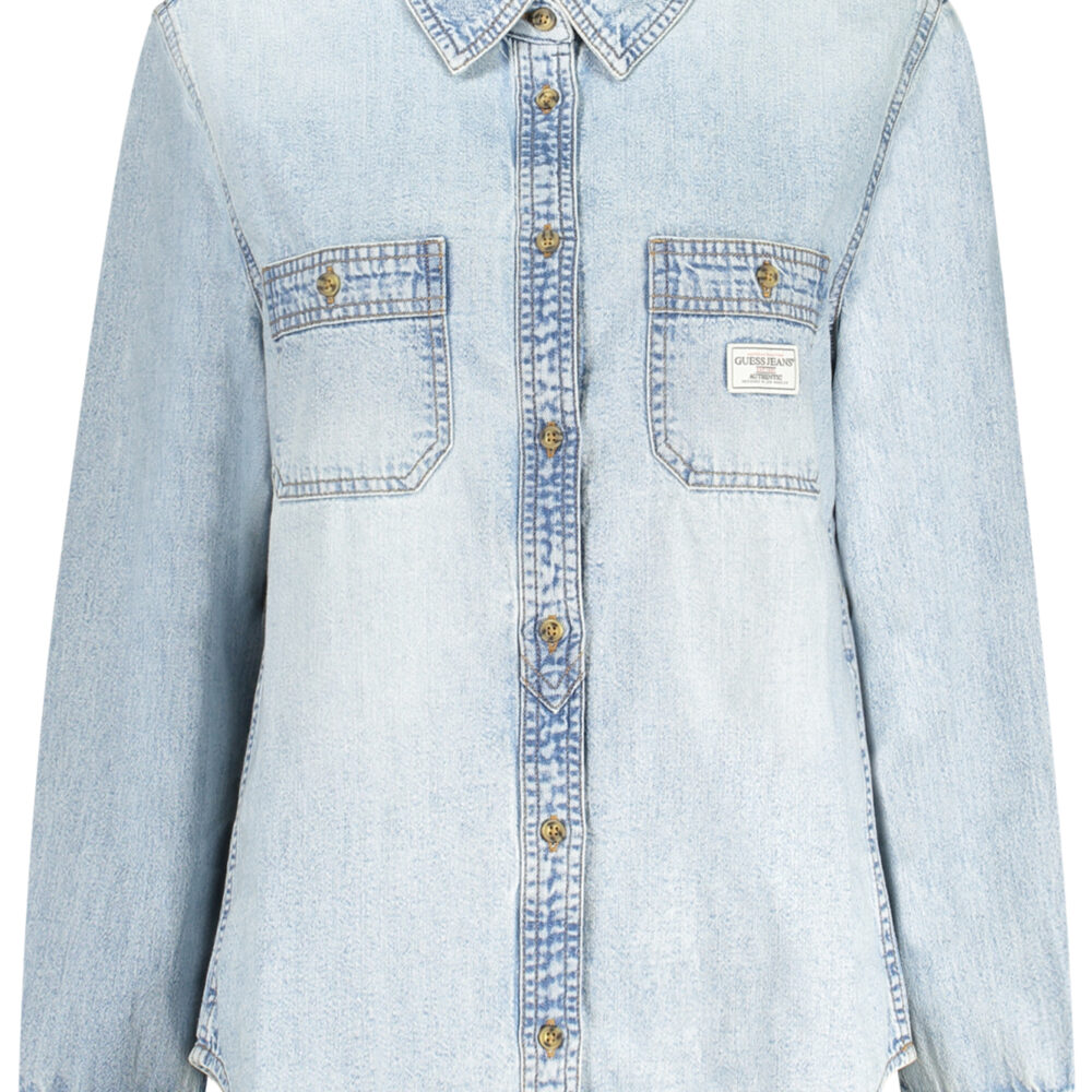 GUESS JEANS CAMICIA MANICHE LUNGHE DONNA AZZURRO