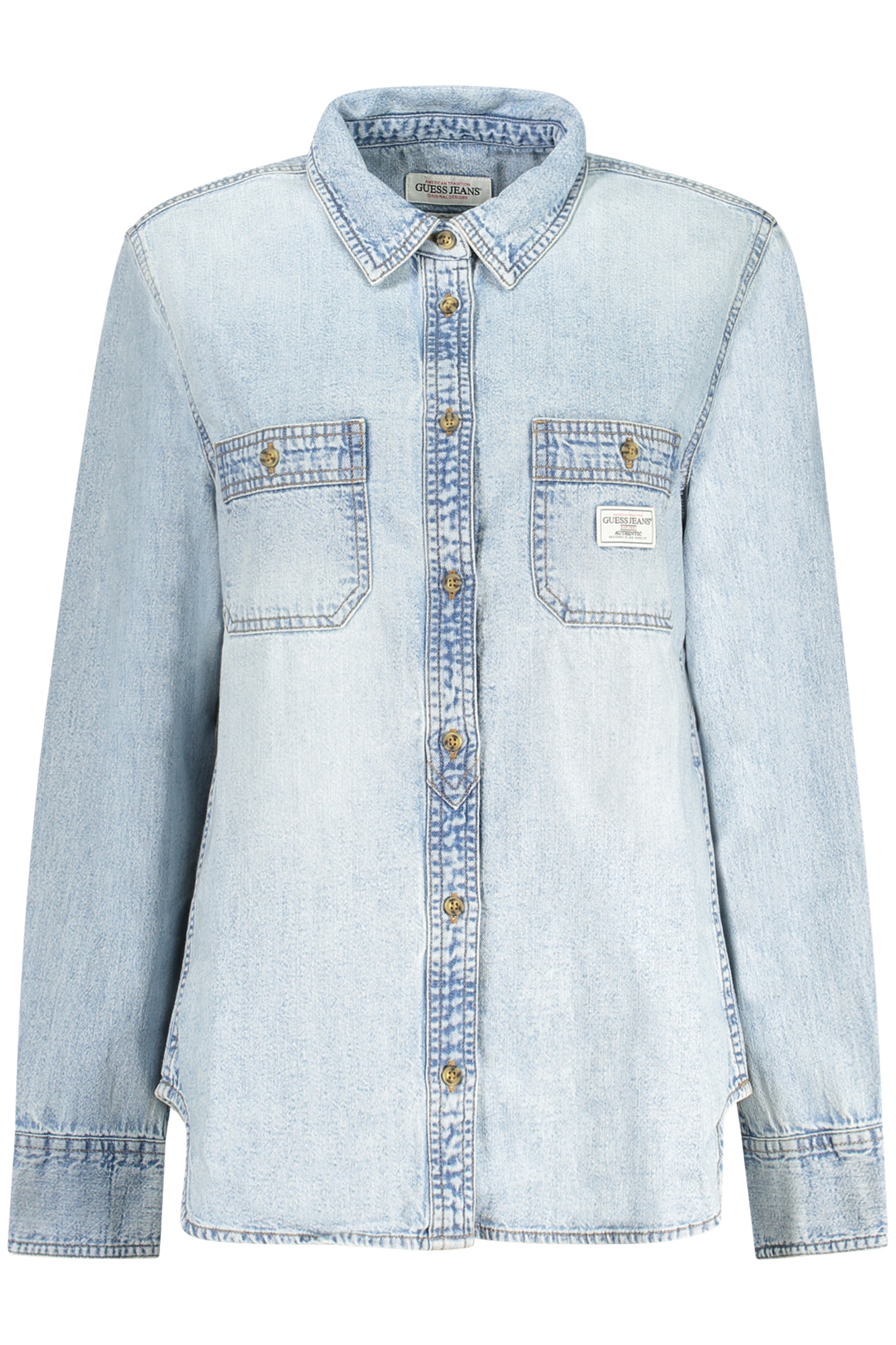 GUESS JEANS CAMICIA MANICHE LUNGHE DONNA AZZURRO