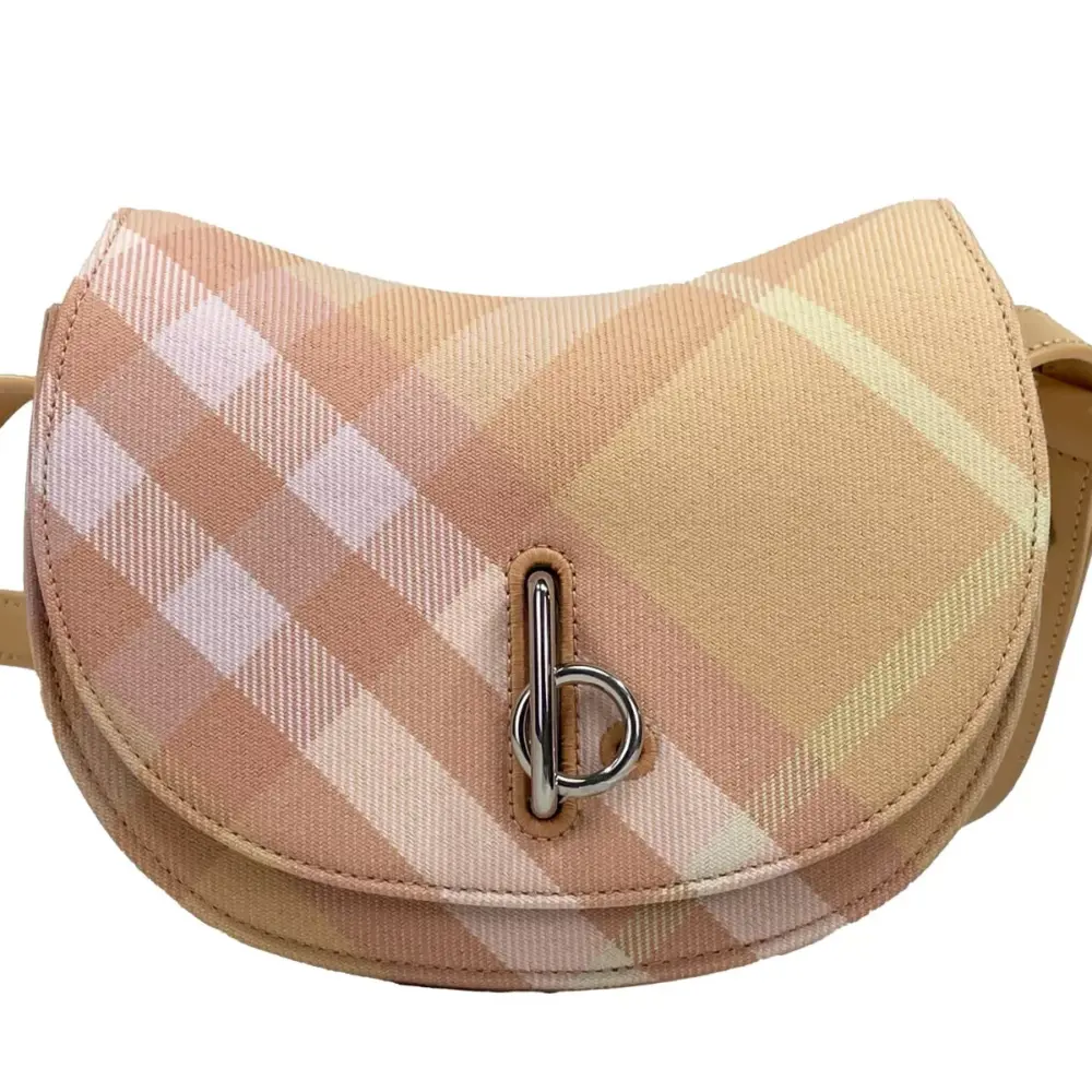 Mini Check Rocking Horse Crossbody Bag Purse Peach