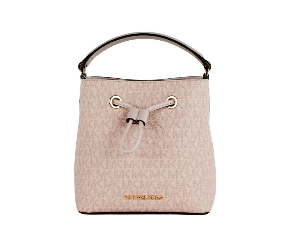 Suri Small Dark Powder Blush Signature PVC Bucket Crossbody Handbag