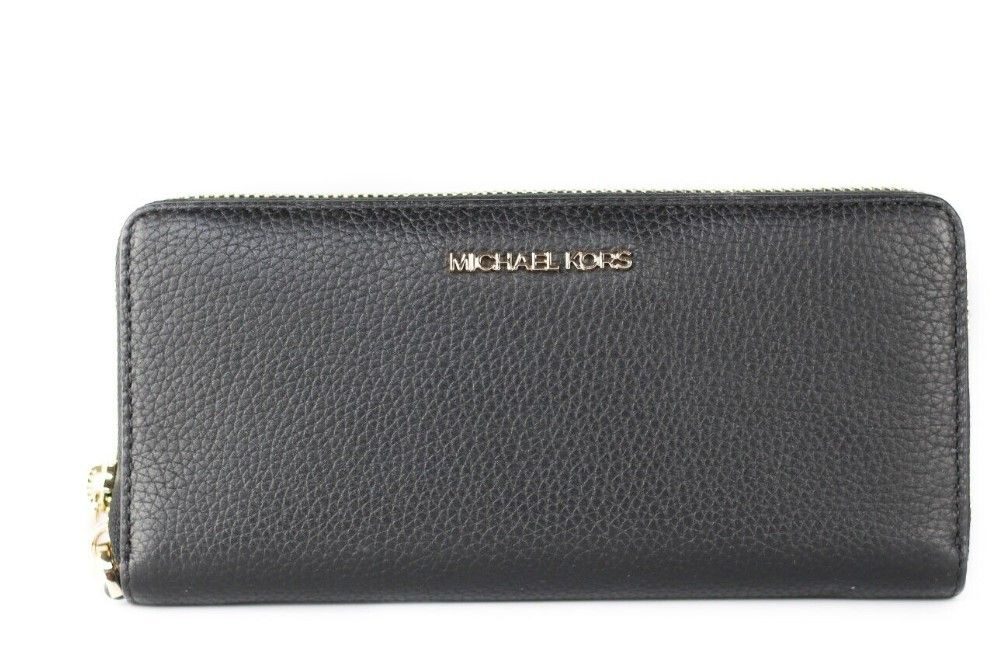 Jet Set Travel Large Black Pebble Leather Continental Wrist Wallet
