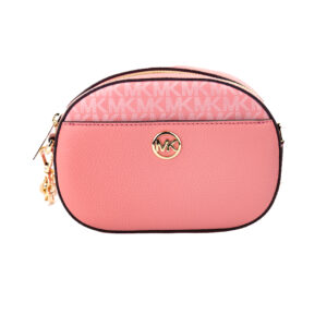 Jet Set Glam Tea Rose Leather Oval Crossbody Handbag Purse