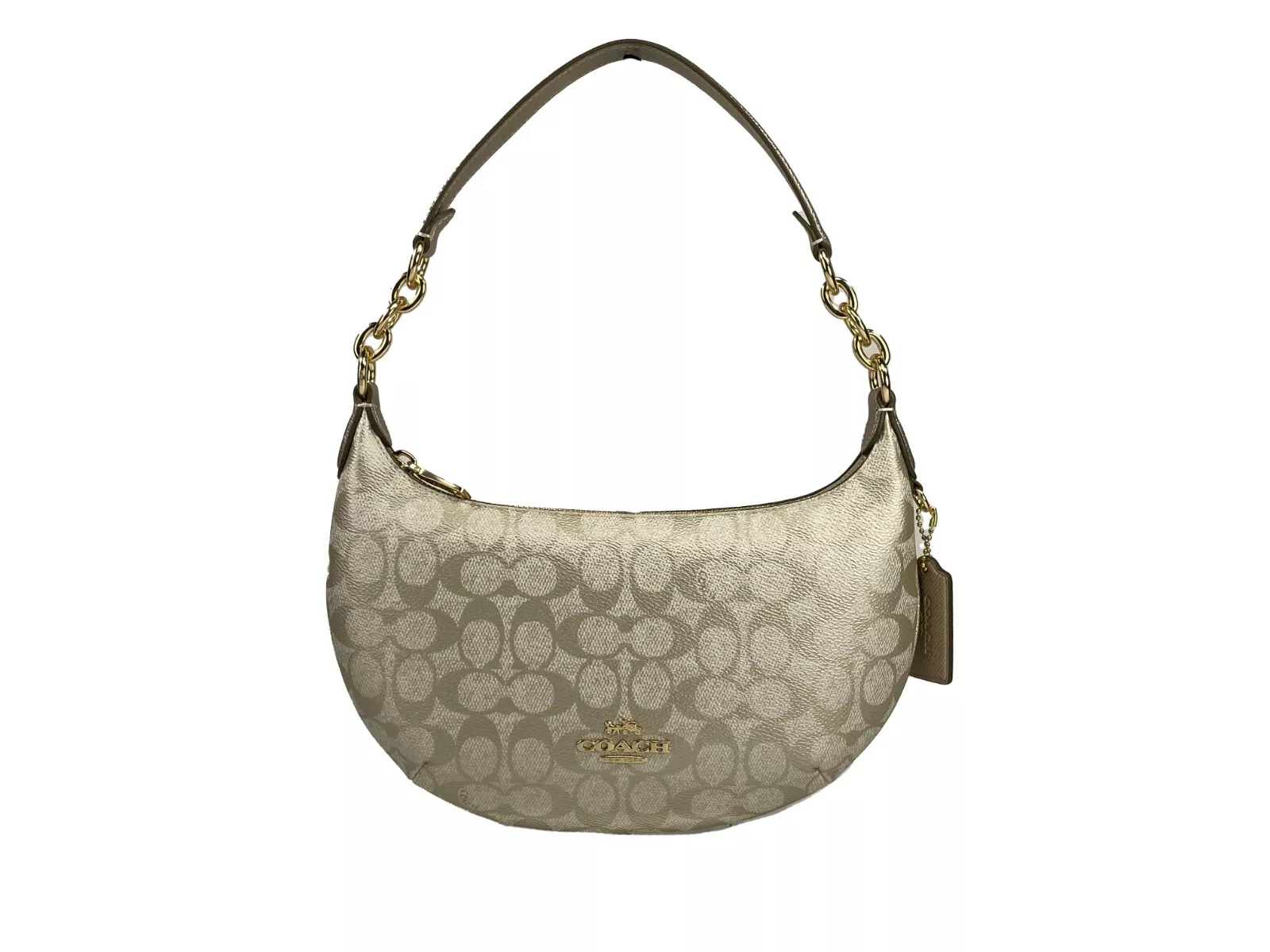 Payton Signature PVC Leather Shoulder Bag Champagne Gold