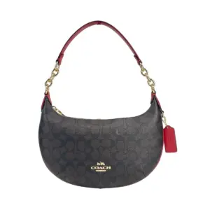 Payton Signature PVC Leather Shoulder Bag Brown Red