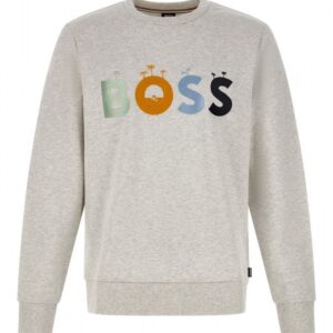 Elegant Grey Round Neck Cotton Sweatshirt