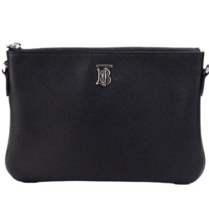 Peyton Monogram Black Leather Pouch Crossbody Bag Purse