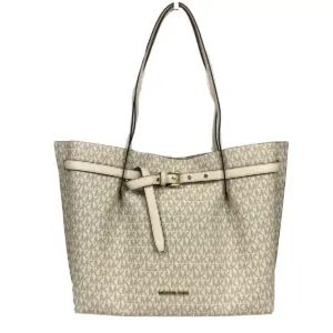 Emilia Large Signature PVC Tote Bag Purse Light Cream