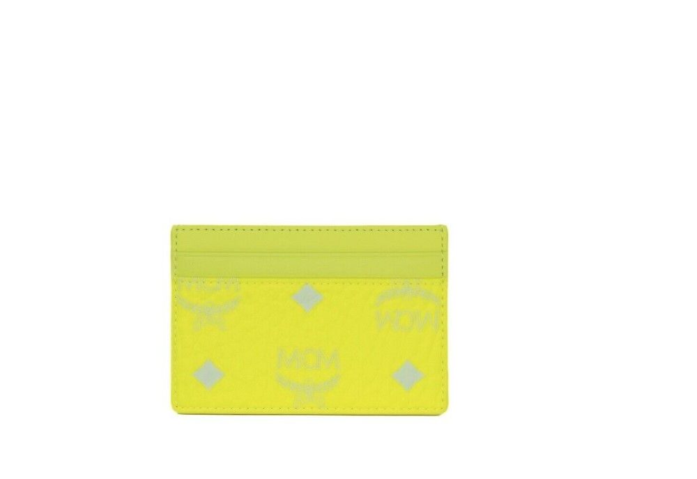 Spectrum Diamond Mini Neon Yellow Visetos Leather Card Case Holder Wallet
