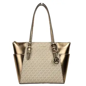 Charlotte Large Leather Top Zip Tote Bag Purse Rose Gold