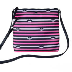 Jae Nylon Leather Flat Pink Striped Multi Crossbody HandBag Purse