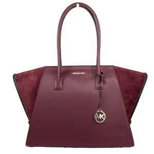 Avril XL Suede Leather Top Zip Satchel Bag Oxblood Red