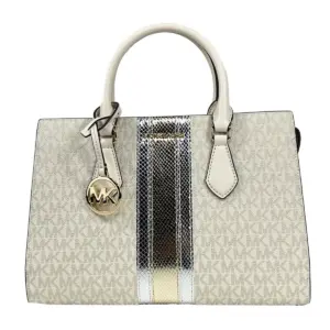 Sheila Medium Crossbody Satchel Purse Bag Pale Gold