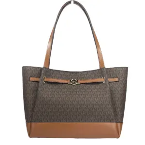 Reed Large Belted Tote Shoulder Bag Purse Brown