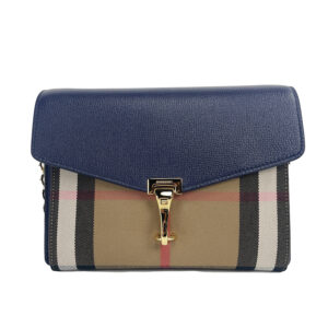 Macken Small Regency Blue House Check Leather Crossbody Bag