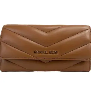 Jet Set Travel Large Quilted Leather Trifold Wallet Brown