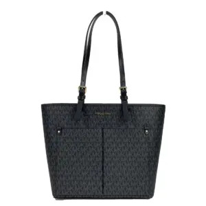 Jet Set Medium Black Double Pocket Tote Bag