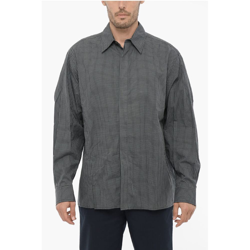 Hidden Buttoning Checked Shirt