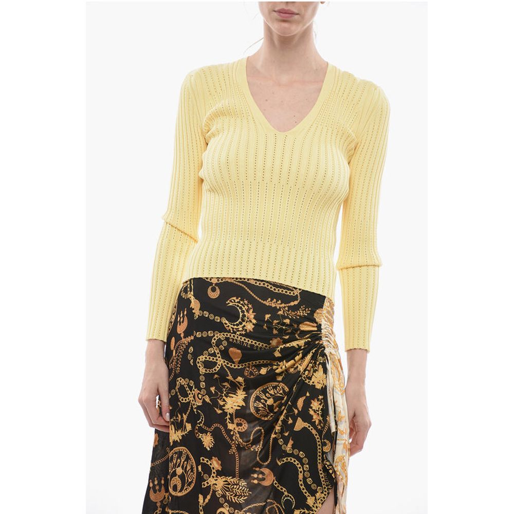 V-Neck Stretch Fabric Ribbed SHARA Sweater