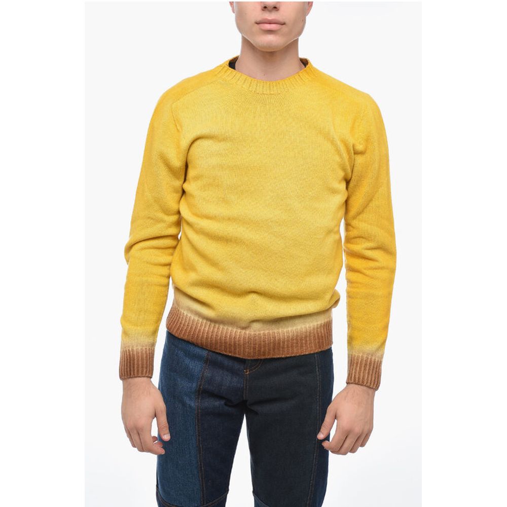 Crew Neck Virgin Wool Sweater with Degradè Bottom