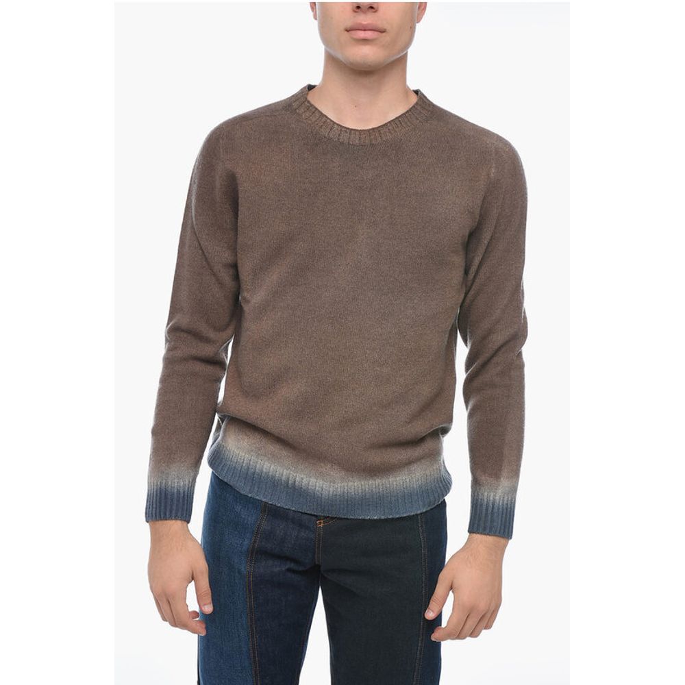 Crew Neck Cashmere Blend Sweater with Degradè Bottom