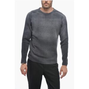 Crew Neck Cashmere Blend Sweater with Degradè Bottom