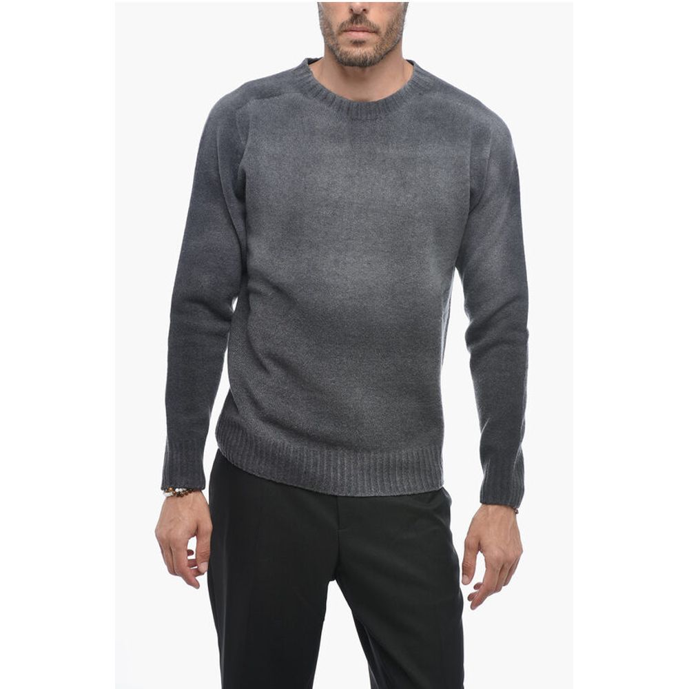 Crew Neck Cashmere Blend Sweater with Degradè Bottom