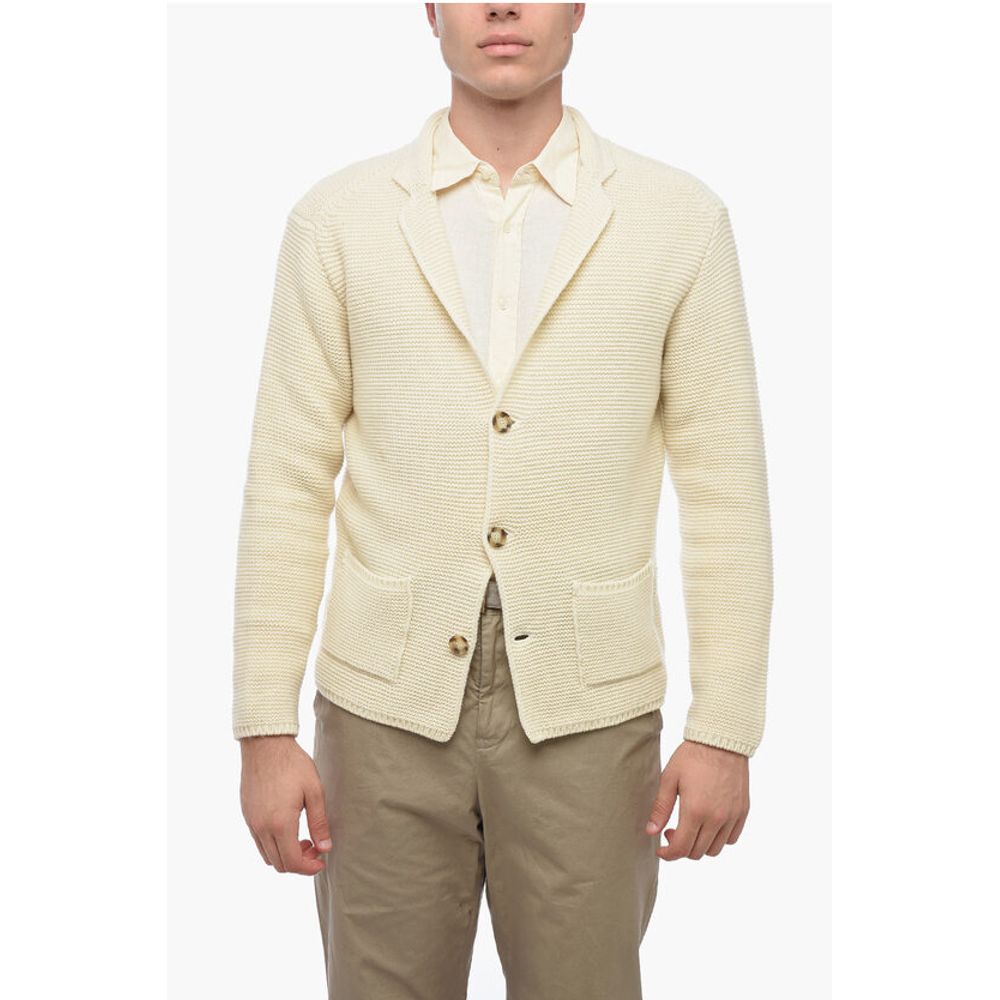 Virgin Wool Cardigan with Patch Pockets