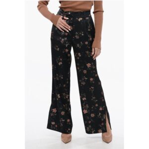 Floral Patterned Satin LOUISA Pants with Ankle Slits
