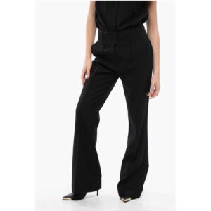 High-Waisted Wool Blend Pants