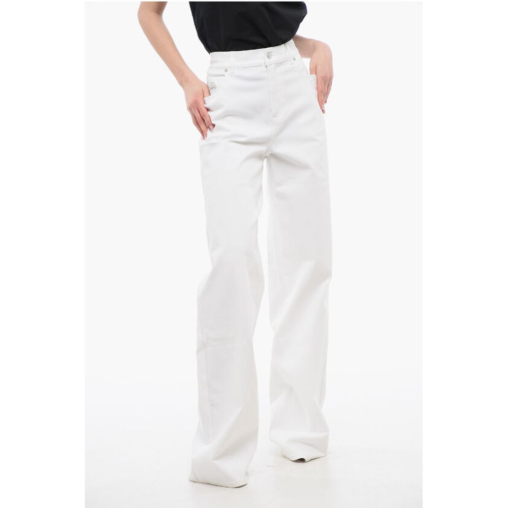 Wide-leg Denims with Metal Logo