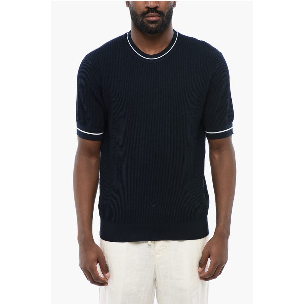 Ribbed Cotton Dropped Shoulder T-Shirt