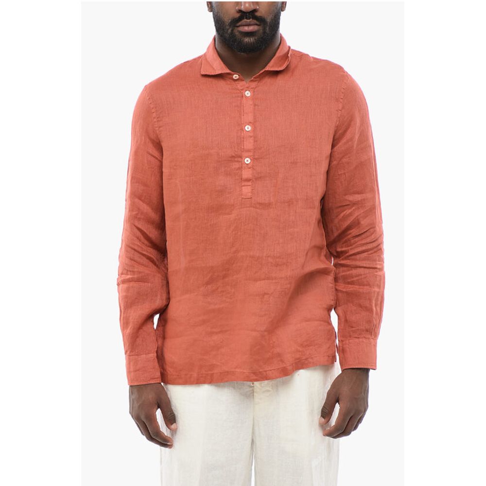 Polo Neckline Linen Shirt