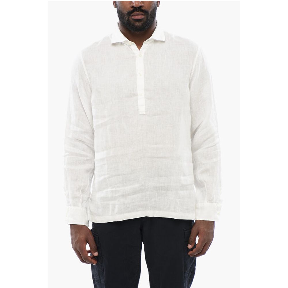 Polo Neckline Linen Shirt