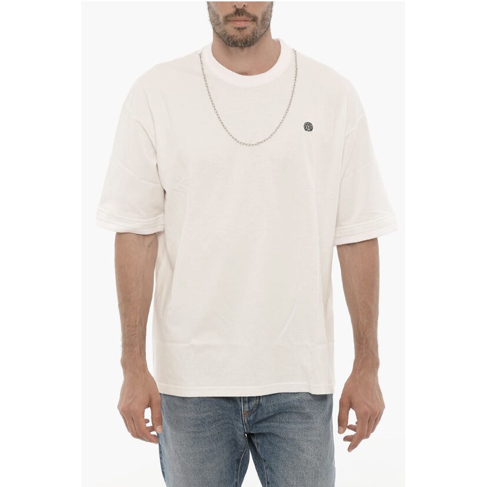 Crew-neck T-shirt with Removable Chain and Logoed Embroidery