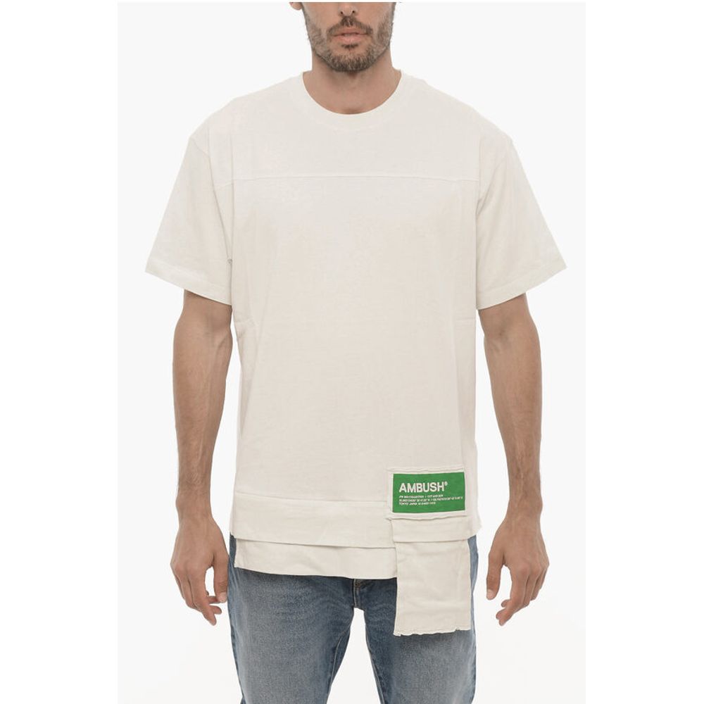 Solid Color Crew-neck T-Shirt with Waist Pocket