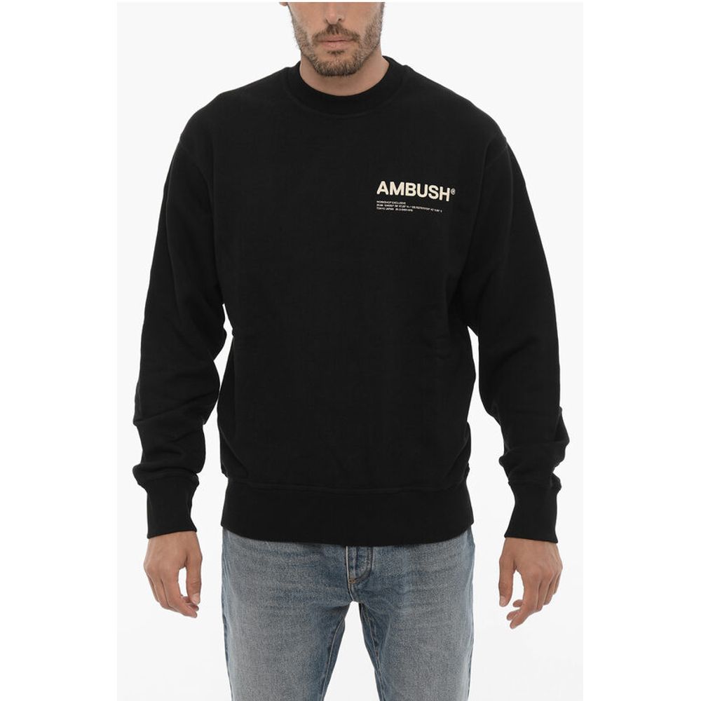 Brushed Cotton Crew-neck Sweatshirt with Printed Logo