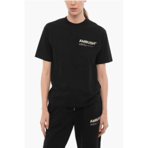 Solid Color Crew-neck T-Shirt with Contrasting Logo