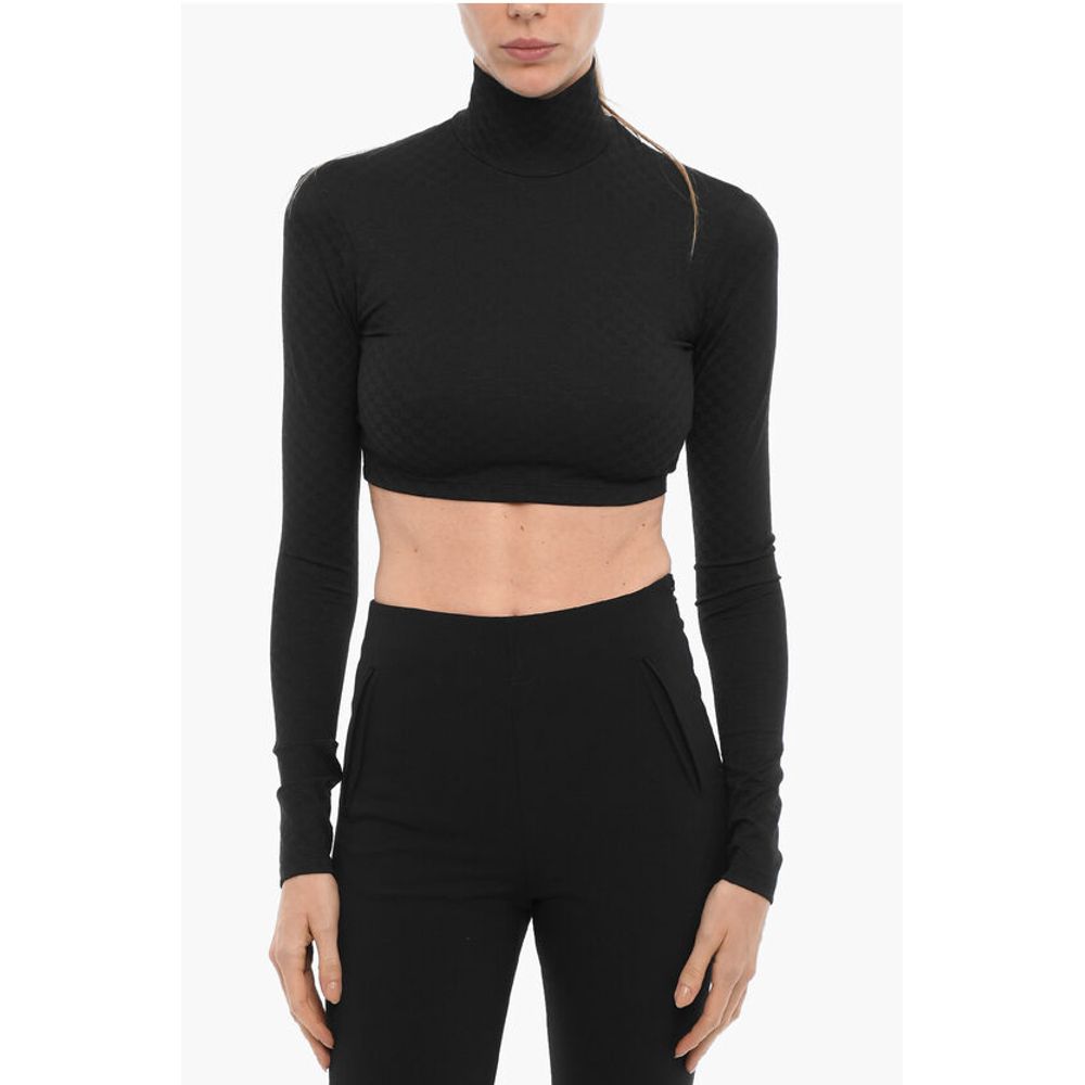 All-Over Monogram Turtle-neck Crop Top